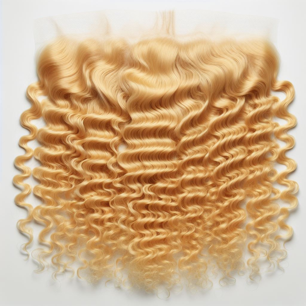 13x4 & 13x6 HD 613 Deep Wave Lace Frontal in vibrant blonde with soft, defined curls and transparent lace for a natural hairline finish.