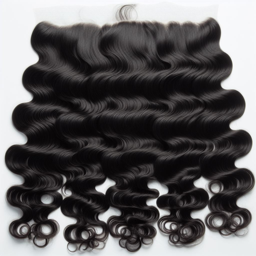 HD Deep Wave lace closure with defined waves and natural luster, ideal for seamless blending in hair extensions and protective styles.