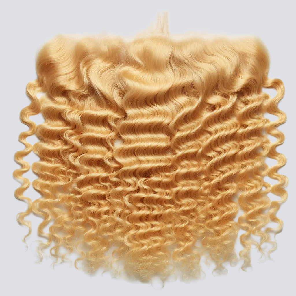HD Deep Wave lace closure with defined waves and natural luster, ideal for seamless blending in hair extensions and protective styles.