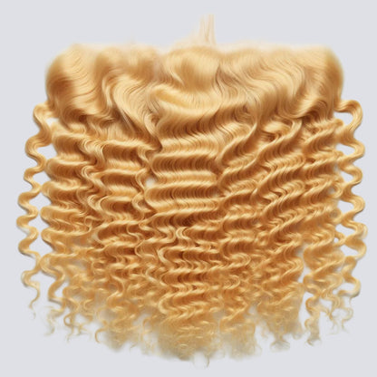 HD Deep Wave lace closure with defined waves and natural luster, ideal for seamless blending in hair extensions and protective styles.